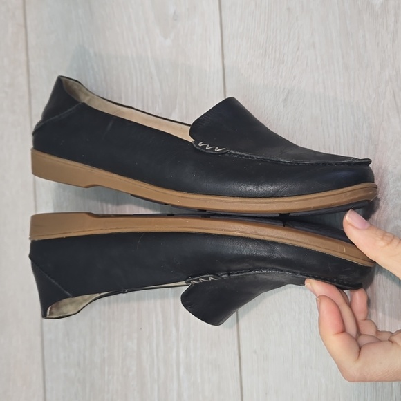 Olukai Women's Kiele Leather Black Loafers Slip On Shoes Sz 8 - Picture 9 of 11
